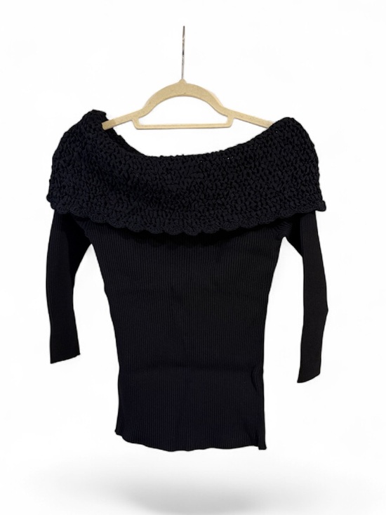 White House Black Market Sweaters - White House Black Market Black Off Shoulder Ribbed Stretch Sweater Size XL